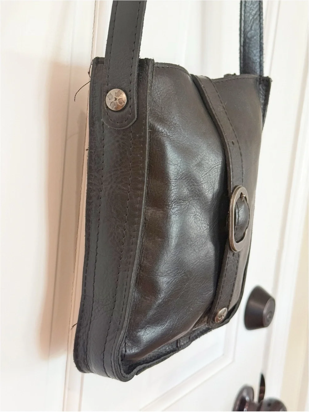 Patricia Nash Venezia Black Leather Pouch Crossbody Bag